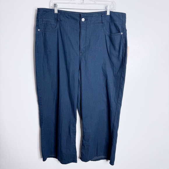 NYDJ Brigitte High Rise Wide‎ Leg Capri Serendipit Blue Wash NWT Size 16 Casual - Picture 2 of 11